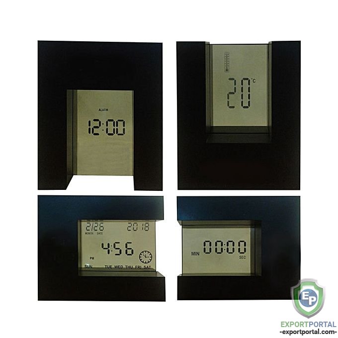 U Shape Clock Date Temperature KADIO - Screen Rotation - Black