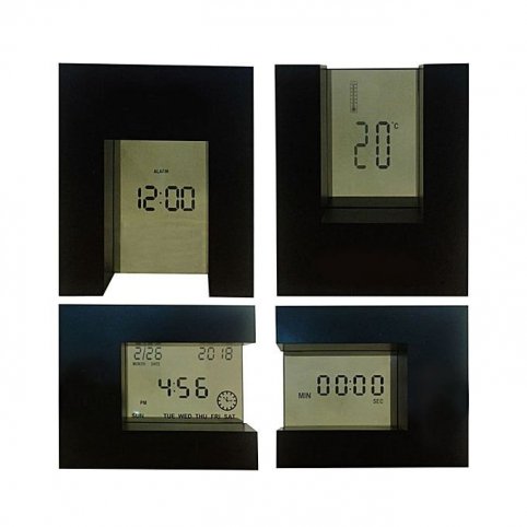 U Shape Clock Date Temperature KADIO - Screen Rotation - Black