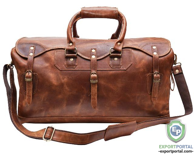 Large Genuine Leather Travel Weekender Duffel Bag - 22 inch