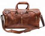 Large Genuine Leather Travel Weekender Duffel Bag - 22 inch