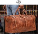 Large Genuine Leather Travel Weekender Duffel Bag - 22 inch