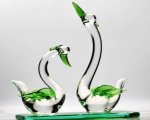 Craftfry Loving Bird Glass Crystal Showpiece 14 cm (Glass, Clear)