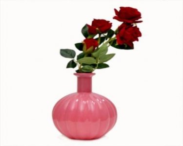 Craftfry glass Pumpkin Flask Flower Vase in Pink color (6 inch)