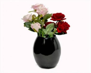Craftfry Indian Dholak Shape Glass Flower Vase (8 inch royal black)