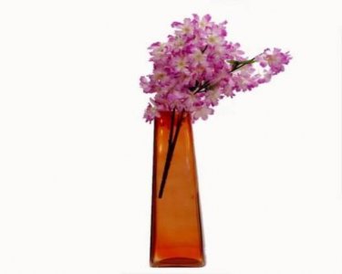 Craftfry Glass Flower Vase With Square Taper (15 inch, Orange)