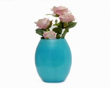 Craftfry Dholak Shape Fenton Glass Flower Vases (8 inch, blue )