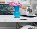 Craftfry blue Fenton Flower Glass Vase (18 inch, Blue)