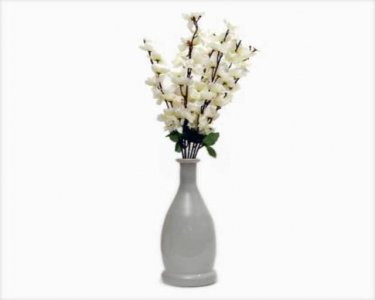 craftfry Flower Glass Vase (9 inch, plane white)