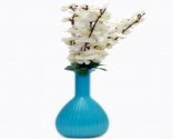 craftfry Trending Embossed Flower Glass Vase (13 inch, Blue)