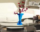 Craftfry Glass Flower Vase With Rounded Hookah Shape (24 inch, Blue)
