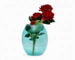 Craftfry Dholak Shape Fenton Flower Glass Vase (7.87 inch, Blue)