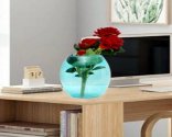 Craftfry Dholak Shape Fenton Flower Glass Vase (7.87 inch, Blue)