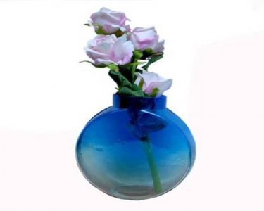 Craftfry Glass Vase (7 inch, Blue, Green)