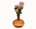 Craftfry Pumpkin Flask Flower Glass Vase (8 inch, Orange)