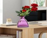 Craftfry Royal glass Hut Shape Flower Glass Vase (7 inch, Pink)