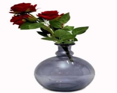 Craftfry Ring Bell Shape Fenton Flower Glass Vase (9 inch, Black)