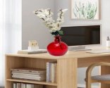 Craftfry Limited Ring Bell Shape Flower Glass Vase (9 inch, Red)