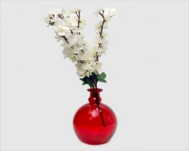 Craftfry Limited Ring Bell Shape Flower Glass Vase (9 inch, Red)