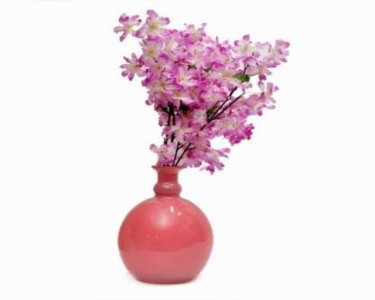 Craftfry Unique Ring Bell Shape Flower Glass Vase (9 inch, Pink)