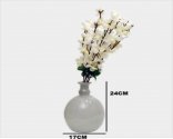 Craftfry Exclusive Ring Bell Shape Flower Glass Vase (9 inch, White)