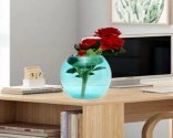 Craftfry Indian Dholak Shape Flower Glass Vase (11 inch, Blue)