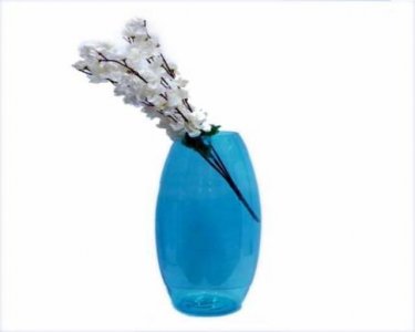 Craftfry Dholak Shape Flower Glass Vase (24 inch, Blue)