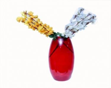 Craftfry Indian Dholak Shape Flower Glass Vase (17 inch, Red)