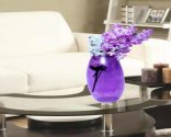 Craftfry Indian Dholak Shape Flower Glass Vase (17 inch, Purple)