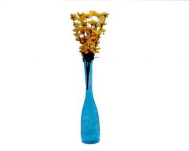 Craftfry Home Long Hurricane Shape Flower Glass Vase (24 inch, Blue)