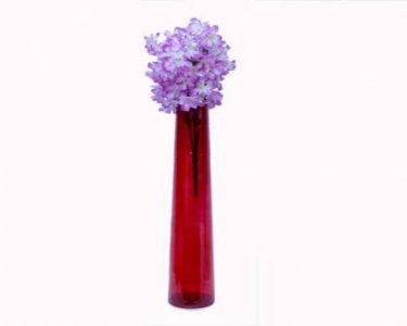 Craftfry Rounded Minar Shape Flower Glass Vase (17 inch, Red)