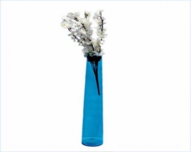 Craftfry Luxury Flower Glass Vase (17 inch, Blue)