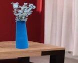 Craftfry Rounded Minar Shape (m) Flower Glass Vase (17 inch, Blue)