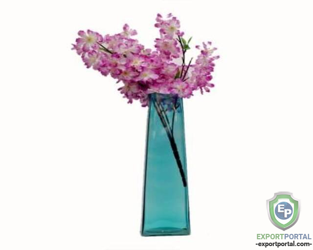 Craftfry Square Taper Shape (m) Flower Glass Vase (15 inch, Blue)