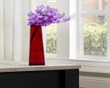 Craftfry Square Taper Shape Flower Glass Vase (20 inch, Red)