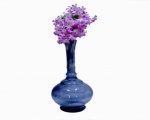 Craftfry Long Neck Handi Shape Flower Glass Vase (22 inch, Blue)