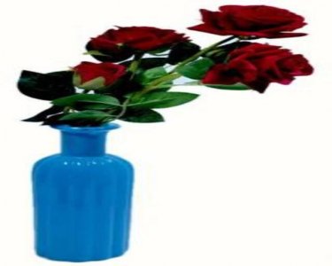 Craftfry Bottle Shape (lining) Flower Glass Vase (8 inch, Blue)
