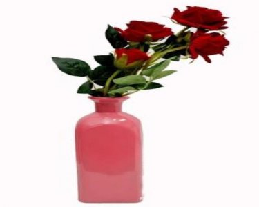 Craftfry Rounded Rectangular Bottle Shape Glass Vase (9 inch, Pink)