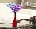 Craftfry Long Hurricane Shape Glass Flower Vase (24.41 inch, Red)