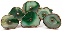 Green Agate Crystal Stone Knobs with Gold Electroplated Borders