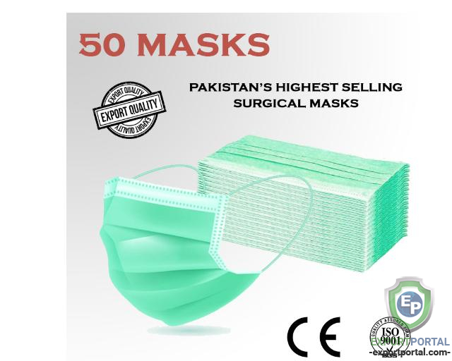 Disposable Surgical Face Mask - 50 Pcs - 3 Ply- CE Certified