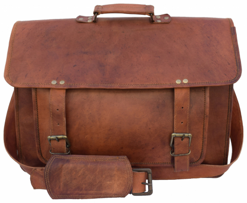 Genuine Brown Leather Messenger Crossbody Shoulder Bag Laptop Bag