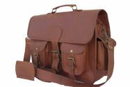 Genuine Distressed Leather Messenger Bag With 2 Front Pockets