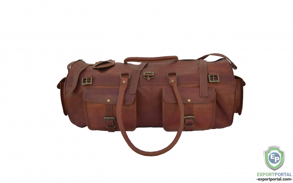 Genuine Leather Duffle Bag Travel Sports Gym Bag Overnight Unisex