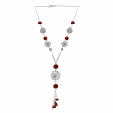 Mademoiselle Red Glass Bead and Metal Tassel Necklace