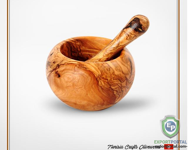 Olive Wood Round Mortar