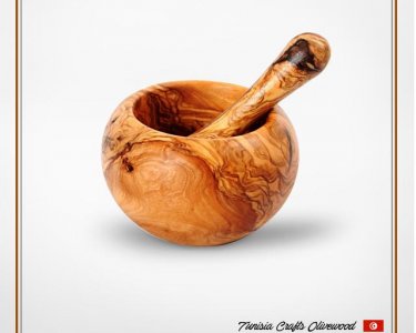 Olive Wood Round Mortar