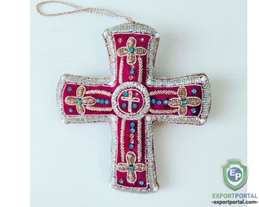 Christmas Embroidered Cross Home Decor Mini Size Indian Handcraft