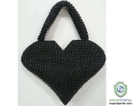 Black Womens Handbag Heart Shaped Embroidered Bag