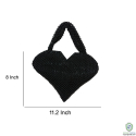 Black Womens Handbag Heart Shaped Embroidered Bag