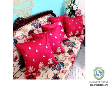 Cushions Cover Little Leaves Embroidered Cushion Cover 16X16 Inch